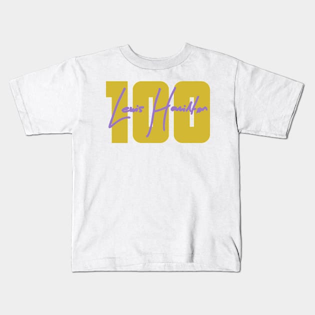 Lewis Hamiltons 100th Race Win Kids T-Shirt by GreazyL